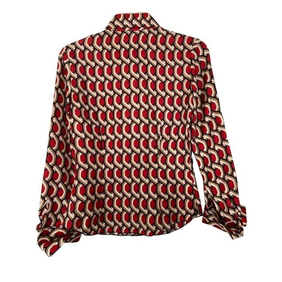 Trina Turk Women's Silk Button-Up Blouse Size P Multicolor Geometric Casual Fall - Picture 2 of 12